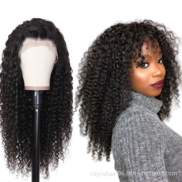 Indian Remy Real Human Hair 16 Inch  Middle Part  Kinky Curl  Natural Color Equal Lace Front Wig Natural Hairline With Baby Hair